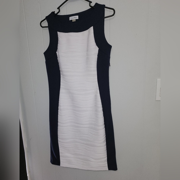 Calvin Klein Classy Gorgeous 😍 Navy Blue And White Dress - Picture 9 of 16